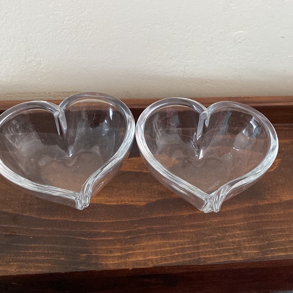 NWOB Set of 2 Orrefor Sweden Heart Crystal Small votives dishes